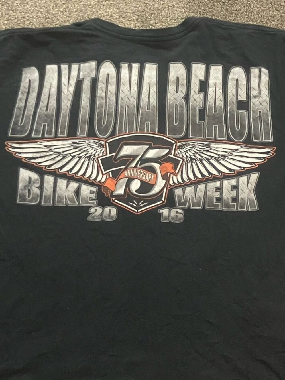 Harley Davidson Motorcycles T-Shirt Mens XL Black Daytona Beach 75th Anniversary